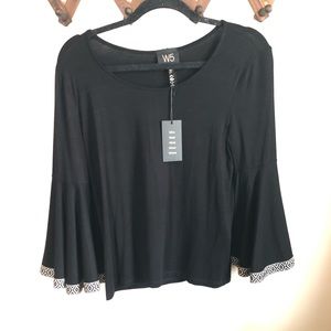 W5 black bell sleeve top